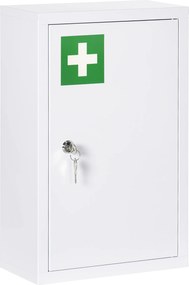 kleankin Apteczka z regulowanymi półkami, obudowa stalowa, 30x14x46 cm, Biała