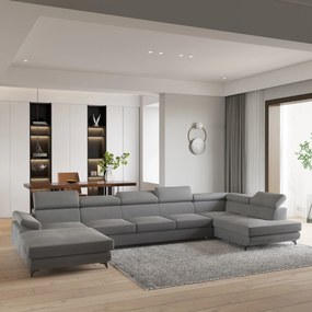 Masseno Narożnik MONTIVA z funkcją spania i pojemnikiem na pościel Narozniki U, Rozkładana sofa - Szary, MONOLITH 85