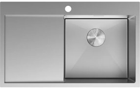 Mexen Exar zlewozmywak stalowy 1-komorowy z ociekaczem prawy 780 x 480 mm, inox - 6434781010P-01