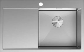 Mexen Exar zlewozmywak stalowy 1-komorowy z ociekaczem, prawy 780 x 480 mm, inox - 6434781010P-01