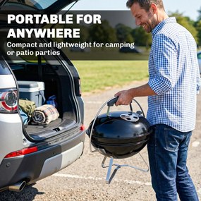 Outsunny Grill węglowy Przenośny grill kulisty z uchwytem pokrywy i regulowanymi otworami wentylacyjnymi do BBQ 41x41x44 cm Czarny | Aosom PL