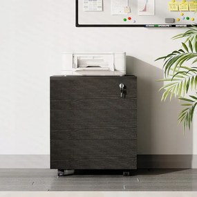 Kontenerek biurowy na kółkach z szufladami kluczyk mobilna szafka czarna