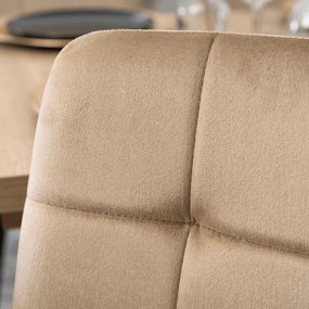 Zestaw Stół Prostokątny Rozkładany CLARK 120-160 cm Dąb Artisan/Czarny i 6 Krzeseł Tapicerowanych PERU Beżowych Welur