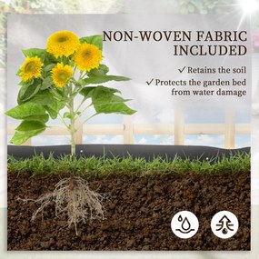 Outsunny Wysoka grządka z pergolą, 3 poziomy, Rama z drewna naturalnego, Wyściółka flizelinowa, 95 x 95 x 110 cm