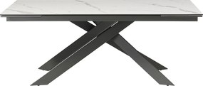 Stół do jadalni rozkładany dla 8 do 12 osób z ceramiki, szkła hartowanego i metalu - Efekt białego marmuru i antracytowy - COREMA marki Maison Céphy