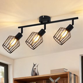 NETTLIFE 3 Spots de Ceiling E14 - metal, lampa kuloodporna przemysłowa obracana o 350°, aplikacja murale pour couloir et salon, noir