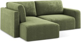 Zielony rozkładany/ze schowkiem narożnik z tkaniny szenilowej (lewostronny/w kształcie litery L) Kona – Makamii