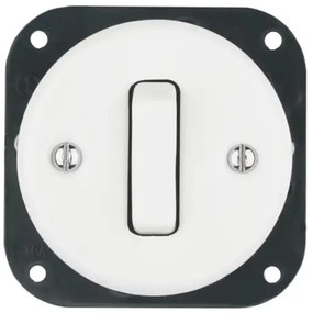 Bohemia-Design - Porcelanowy retro pojedynczy wyłącznik bez ramki nr. 6 biały