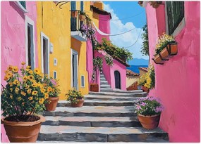 Obraz na szkle - Różowa uliczka (70x50 cm)