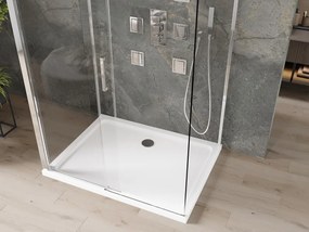 Mexen Omega-3S kabina prysznicowa 3-ścienna, rozsuwana 110x80 cm, transparent, chrom + brodzik Flat - 825-110-080-01-00-3s-4010