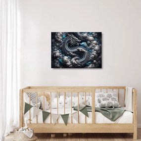 Obraz na szkle – Smok w dymie (70x50 cm)