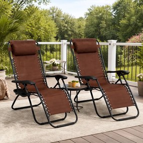 Zestaw 2 składanych leżaków ogrodowych Malibu 017, kolor brązowy
