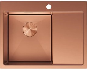 Mexen Exar zlewozmywak stalowy 1-komorowy z ociekaczem lewy 620 x 480 mm, miedź - 6431621005L-65