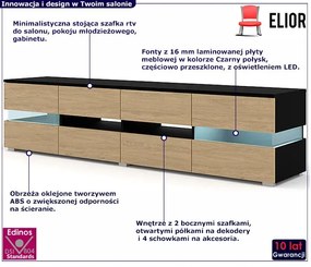 Stojąca szafka rtv czarny + dąb stone - Divento