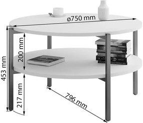 Okrągły stolik kawowy z podwójnym blatem dąb sonoma P2-S35