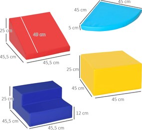 HOMCOM Miękkie klocki 4 klocki z pianki gigantyczne klocki sztuczna skóra kolorowe