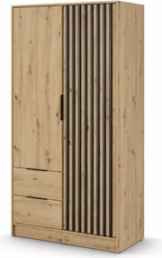 Szafa dwudrzwiowa 105cm Sophie z lamelami szuflady nowoczesna
