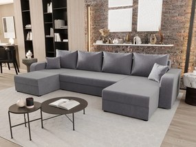 BEDANTE narożnik w kształcie U HEWLET U BIS Itaka 50 szary z funkcją spania sofa w kształcie litery U z pojemnikiem na pościel