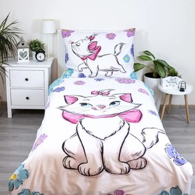 Biała bawełniana pościel dziecięca jednoosobowa 140x200 cm Marie Cat "Floral" – Jerry Fabrics