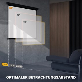 HOMCOM Ekran projekcyjny 171 x 128 cm przekątna 213,36 cm 4:3 HD 4K Tworzywo sztuczne, metal Kino domowe | Aosom PL