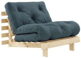 Fotel rozkładany z niebieskozielonym obiciem Karup Design Roots Raw/Petrol Blue