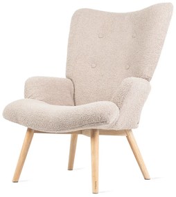 Fotel tapicerowany MOSS w tkaninie TEDDY BOUCLÉ beżowy HOMLA