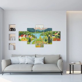 Obraz - Wioska w górach (125x70 cm)