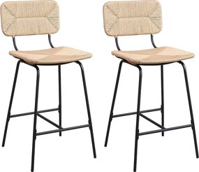 Zestaw metalowych krzeseł barowych i wyspowych z siedziskiem rattanowym 65 cm TIDRA
