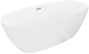 Mexen Luvo Slim wanna wolnostojąca 170 x 75 cm, biała, przelew różowe złoto - 52801707500-60