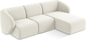 Beżowy aksamitny narożnik (prawostronny/z szezlongiem) Lani – Makamii