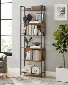 Regał na książki TAYLOR 6 półek 186x60cm, rustykalny brąz