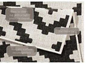 Czarno-kremowy chodnik dwustronny odpowiedni na zewnątrz NORTHRUGS Malta, 80x345 cm