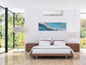 Obraz - Jasnoniebieski marmur ze złotem I. (170x50 cm)