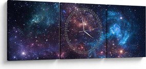 Obraz - Nocne niebo (z zegarem) (90x30 cm)