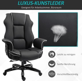 Vinsetto Ergonomiczne krzesło biurowe obrotowe z funkcją pochylania czarne wygodne | Aosom PL