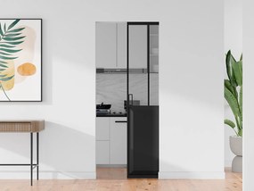 Drzwi przesuwne industrialne chowane w ścianie - Czarny i szkło hartowane - wys. 205 x szer. 73 cm - ARTISTO II