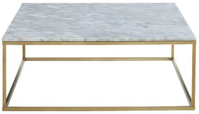 Designerski stolik kawowy ARETHA marki Pascal Morabito- Marmur i metal - Biało-złoty