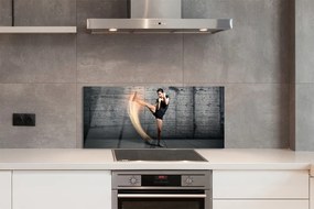 Szkło do Kuchni na Ścianę Kobieta Trenująca Fitness