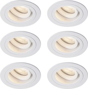 Zestaw 6 nowoczesnych reflektorów wpuszczanych, białych, obrotowych i uchylnych IP44 - Chuck