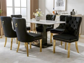 Zestaw 6 krzeseł welurowych z metalowymi nogami - Czarny