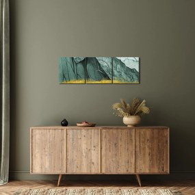Obraz - Emerald Mountains N⁰2 (z zegarem) (90x30 cm)