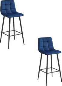 Stołek Valora TEOTO, granatowy, aksamitny, czarne nogi, do kuchni x2