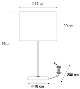 Lampa stołowa mosiądz z szarym kloszem 35 cm - Kaso Nowoczesny Oswietlenie wewnetrzne