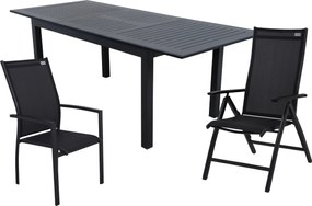 Doppler EXPERT antracyt, 6 regulowanych i 2 sztaplowane krzesła, 6+2+1