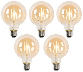 Zestaw 5 inteligentnych żarówek LED E27 G95 Gold 4,9W 470lm 1800-4000K