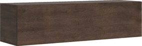 Orzechowy moduł ścienny TV z opuszczanym blatem i systemem zarządzania kablami szer. 153,6 cm wys. 40 cm gł. 39,2 cm