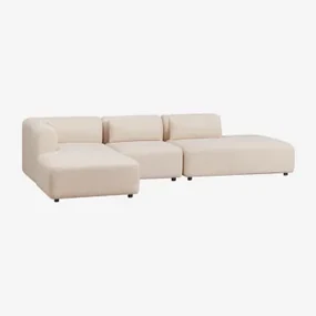 Modułowa Sofa Z Leżanką Po Lewej Stronie, 3-częściowa Z Szezlongiem Fogler Chenille Kremowy Beż - Sklum