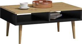 Ława z półkami do salonu dąb artisan + czarny C1-W03