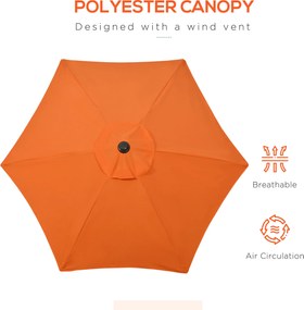 Outsunny Parasol Ø196 cm, parasol z funkcją kątowania, sześciokątny parasol balkonowy dla plaży i ogrodu, Pomarańczowy