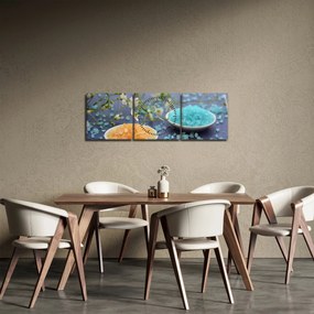 Obraz kolorowej soli morskiej (z zegarem) (90x30 cm)